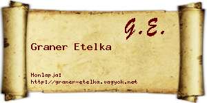 Graner Etelka névjegykártya
